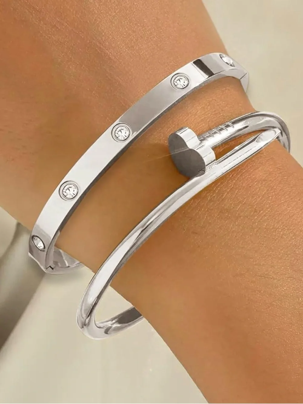 Stainless steel Nail Bangle Bracelet